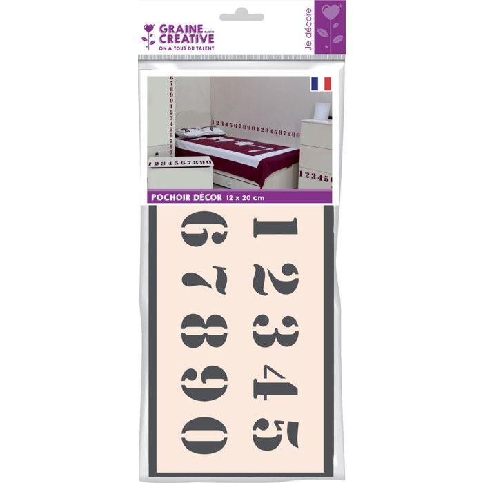 Pochoir déco - GRAINE CRÉATIVE - 12x20 cm - Chiffres 2,8 cm - Plastique - Mixte