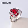 WOSIKATE CopperRuby Sapphire Zirconia Ring For Women Party Ring Gifts Fashion Jewelry Female Flower Finger Ring