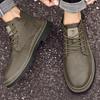 Men's High-Top Lace-Up Leather Work Boots - Autumn/Winter Casual Short Boots