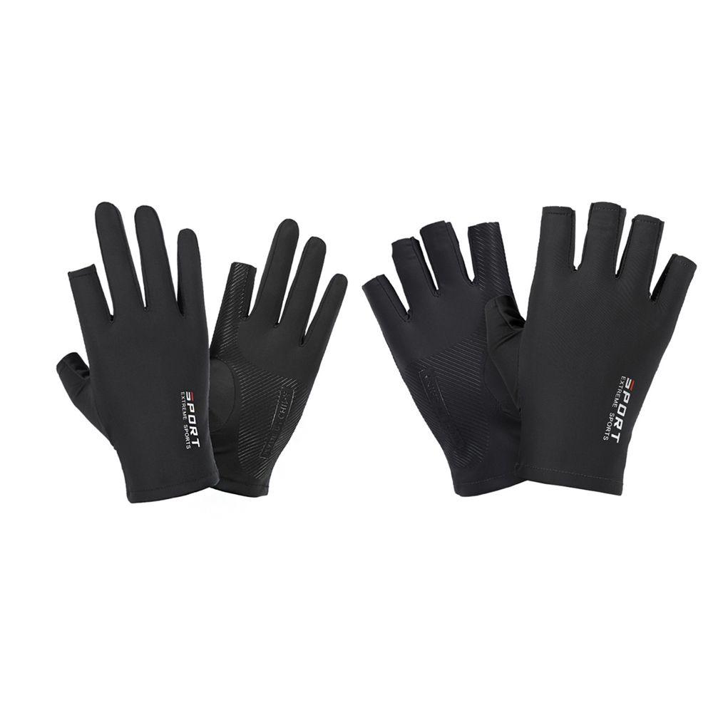 Silicone Solid Color Half Finger Gloves Men Elastic Gloves Non-slip Mittens Ice Silk Gloves