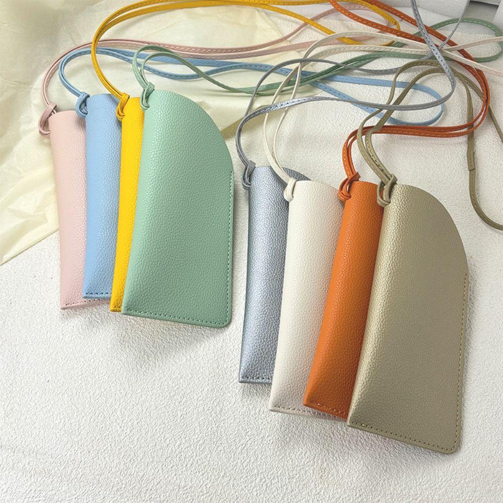 Hängende Hals PU-Leder Brillen Tasche Brillen Schutz Hülle Sonnenbrillen Brillen Tasche Reise