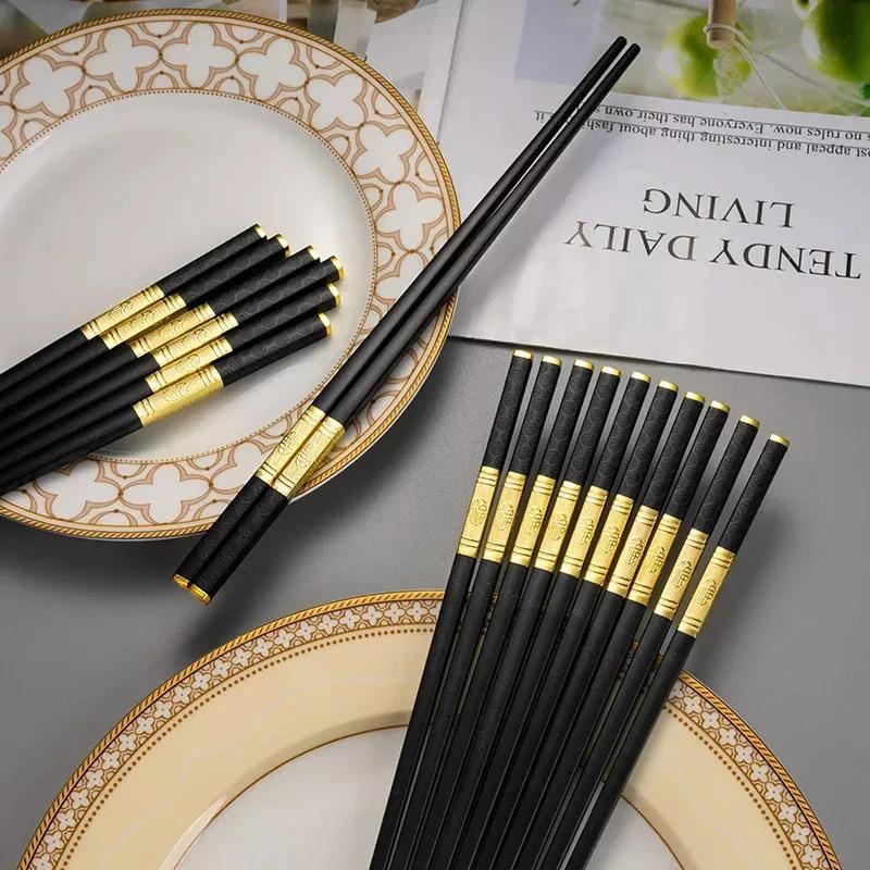 1 Pair 25cm Luxury Chinese Chopsticks Reusable Sushi Sticks Non-Slip Chopstick Korean Japanese Food Chopsticks Tableware
