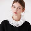 White Lace Fake Collar Black Blouse Shoulders Fake Collar Shawl Detachable Front Tie  Costume Props