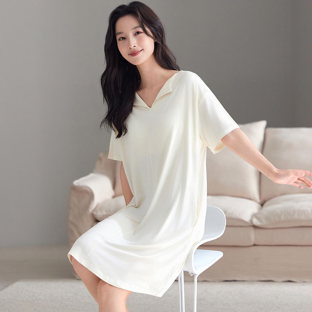 Gentle camisole nightdress for women, summer modal with padded short sleeve, new summer cooling style suitable for outdoor wear as pajamas