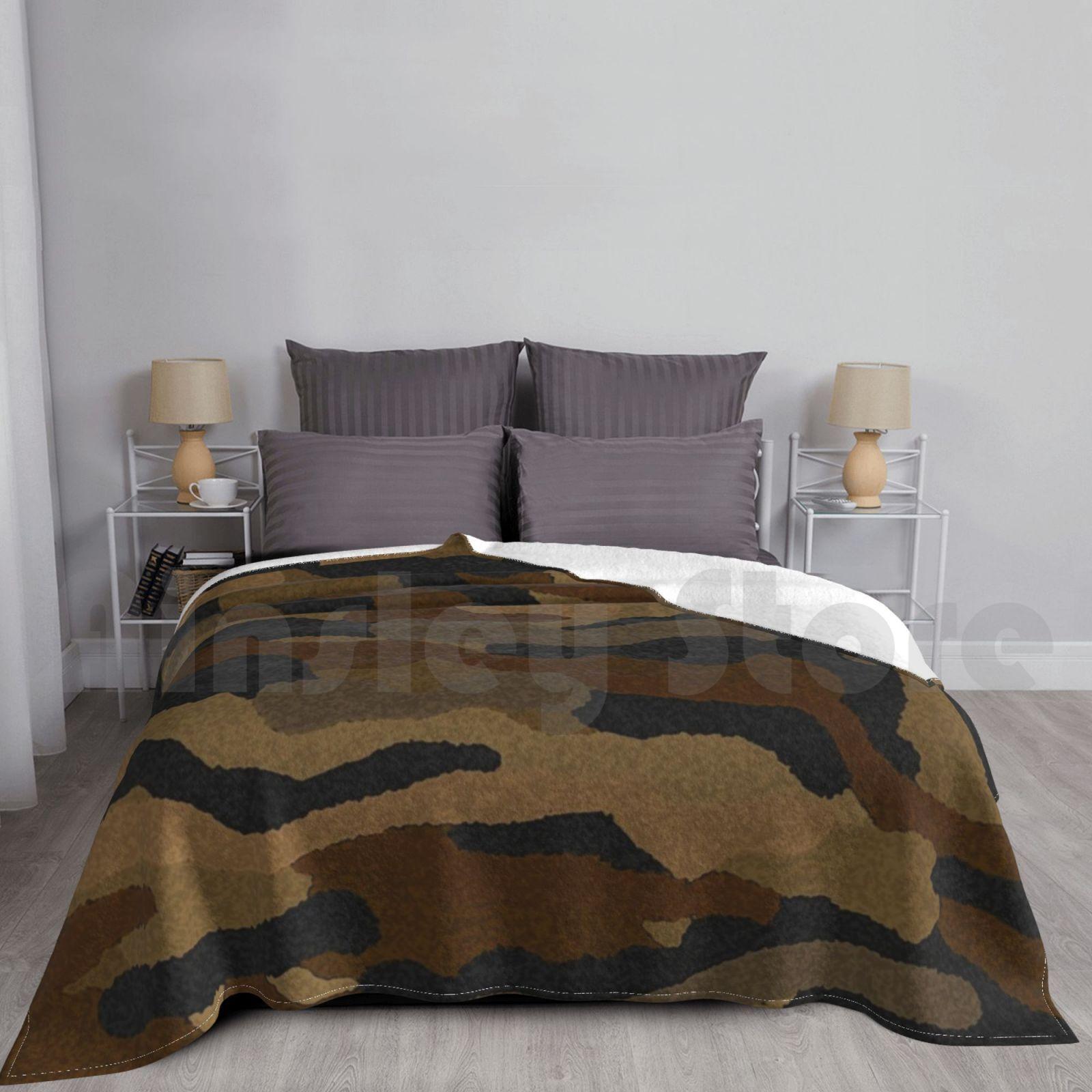 Blanket Dark Brown Forest Camouflage 1618 Camouflage Camo Forest Camouflage Dark Camouflage Size: 75*100cm, Weight: 230 GSM