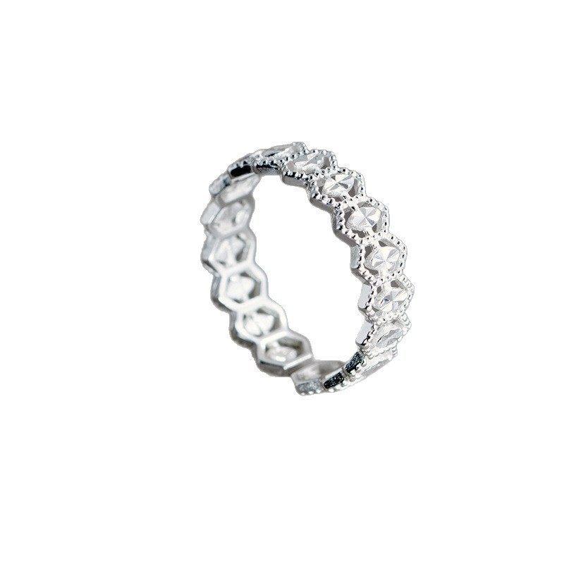 Geometric Floral Lace Adjustable Open Stackable Ring for Women