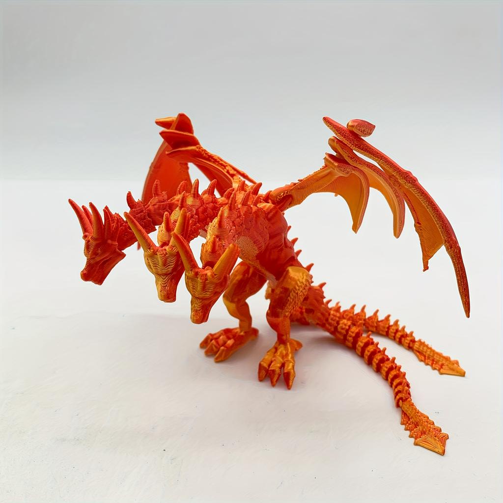 3D-gedrucktes dreiköpfiges Drachenfigurenmodell mit mehrfarbigem Lasergradient Geeignet für die Dekoration von Schreibtischen im Innenbereich, Zimmerdekoration
