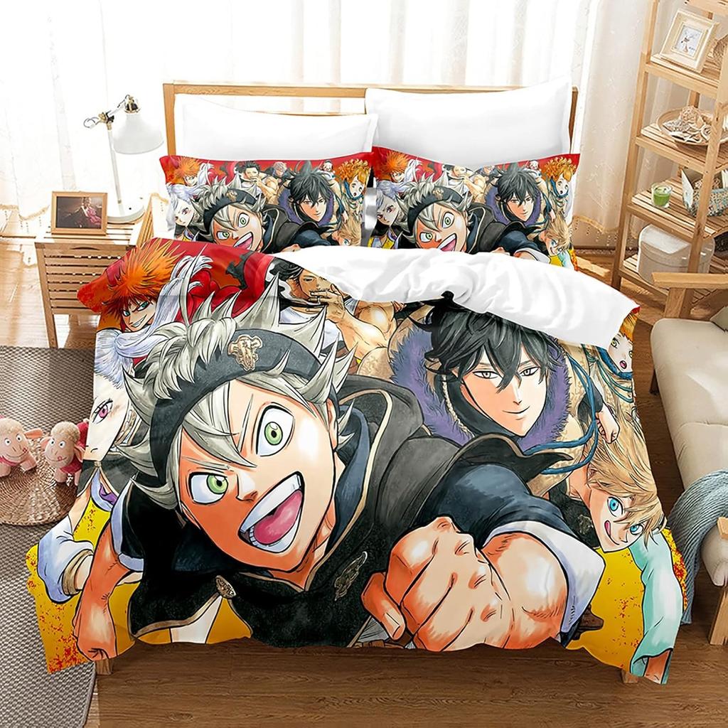 3D Printed Black Clover Asta Duvet Cover Pillowcase Bedding Set Single/Twin/Full/Queen Size Boys Girls Adults Bedroom Decor