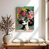 Canvas Painting Portrait Woman Flowers