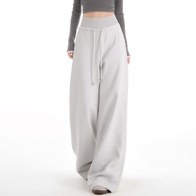 Womens High-Waisted Straight-Leg Casual Sweatpants Gray Black Blue Pink White Fall 2026 Streetwear Loose Fit