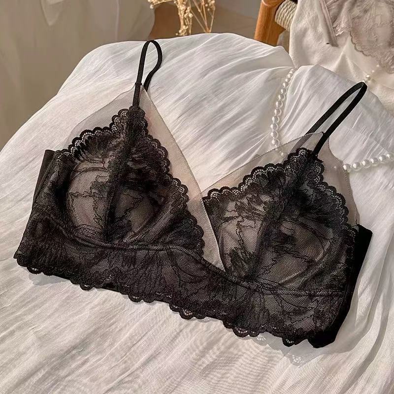 Beautiful Back New Popular French Lace Bra Summer Thin Can Be Worn Outside Women's Bra Without Steel Ring