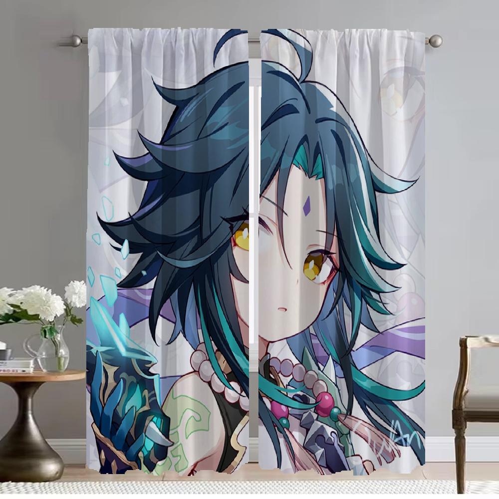 

Genshin Impact Tulle for Bedroom Curtains for Living Room Curtain Kitchen Curtains 2 Pieces Halloween Decoration Partition Child W50xH70cmx2pcs-CL
