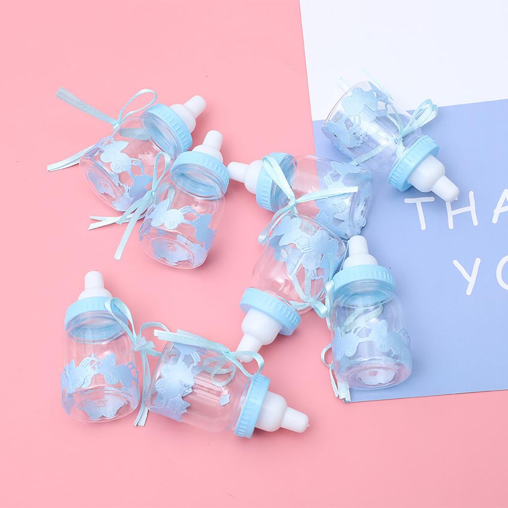 Lot de 30 jolies boîtes à bonbons en forme de biberon, bleues, pour la décoration d'événements, de baptêmes et de fêtes.