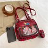 New Kawaii Women Ita Crossbody Tote Bag Clear Nylon Plaid Small Shoulder Bag JK Girls Pin Display Handbag With Circle Pocket