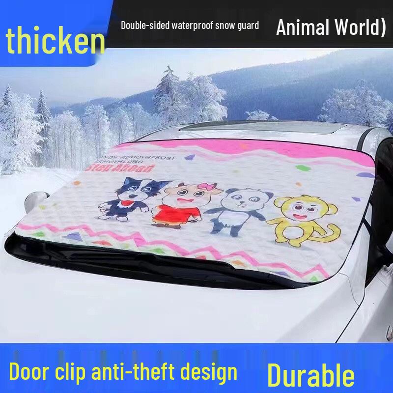 Winter Cartoon Car Sunshade Frost Protector for Front Windshield
