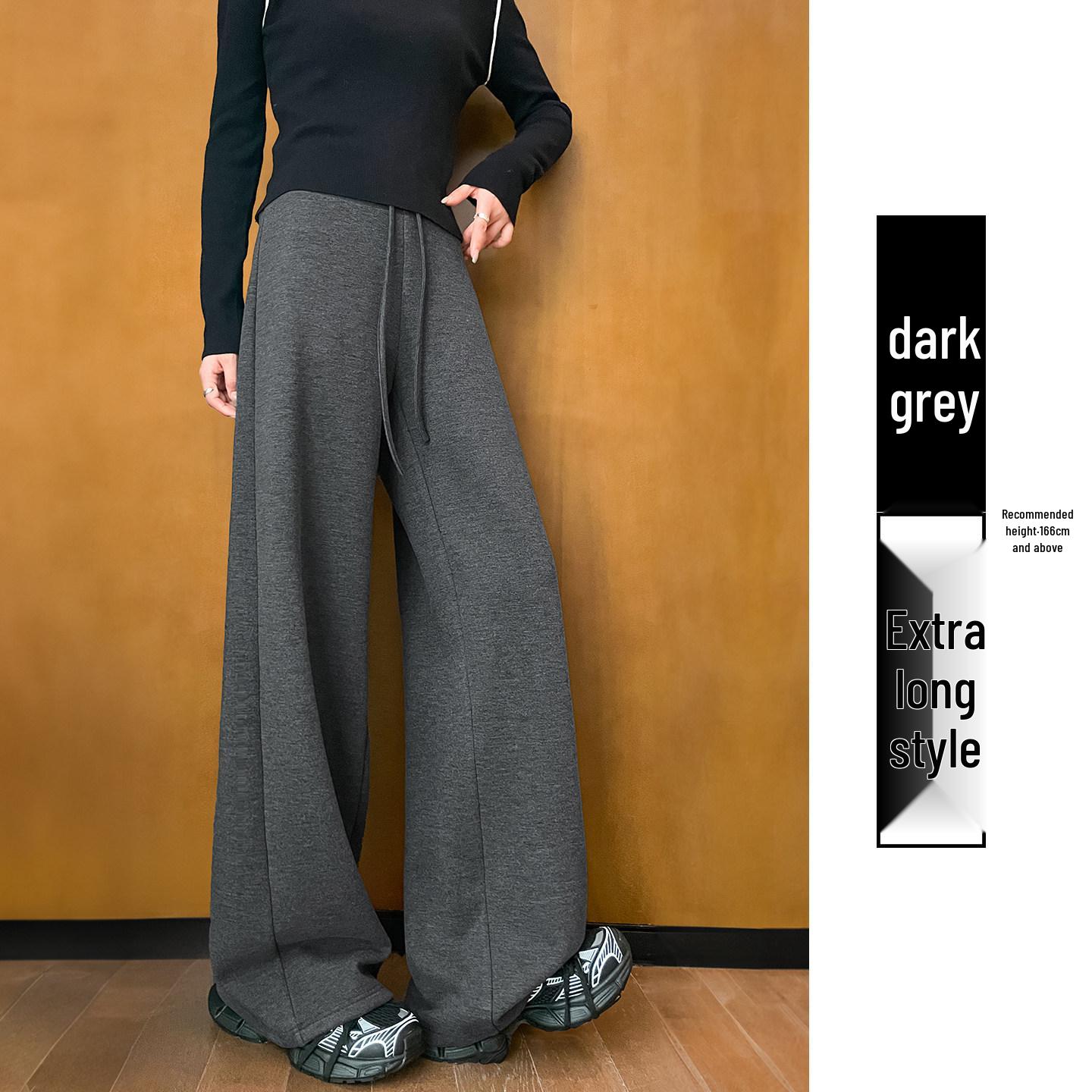 

Black Wool Women s Plus Velvet Thickened Wide-Leg Flared Sweatpants - Autumn/Winter 2026 Collection 2XL
