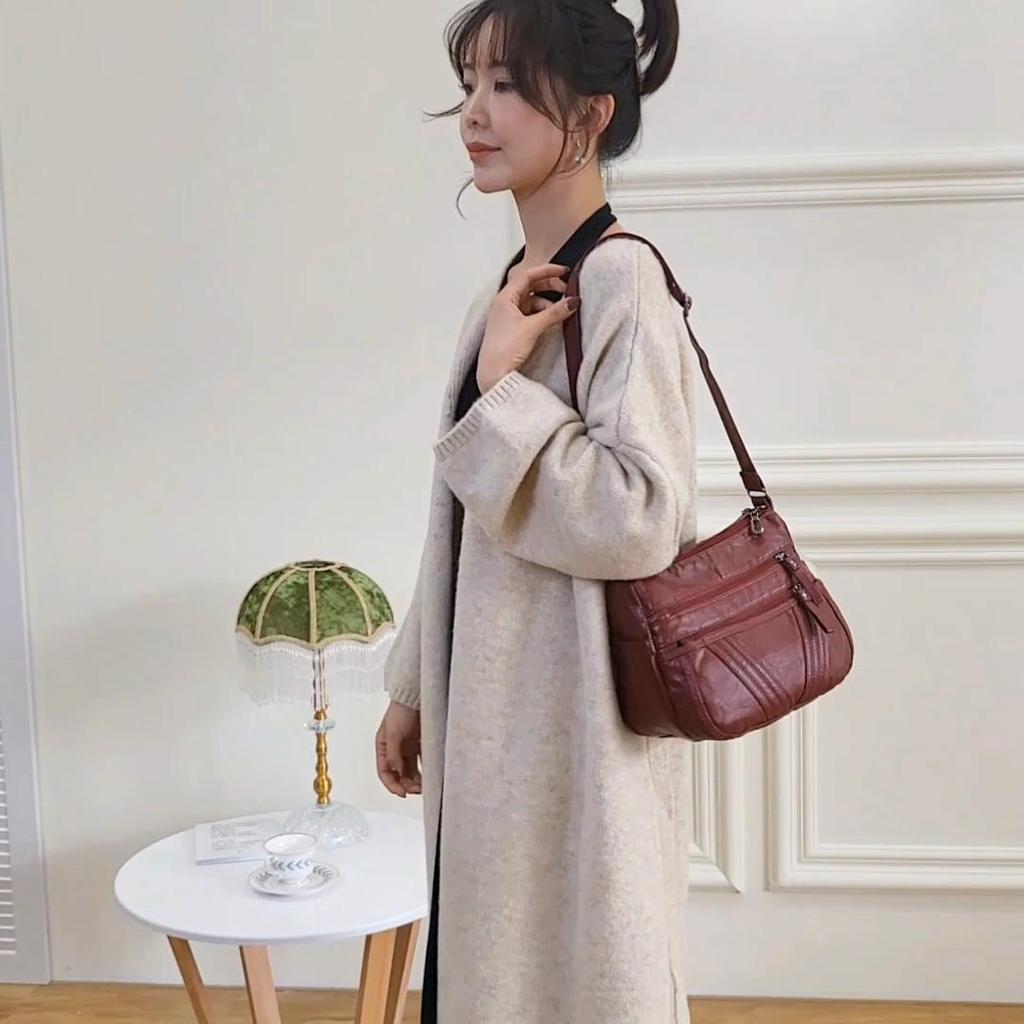 Borsa in pelle da donna Borsa per madre di mezza età Borsa a tracolla a tracolla Borsa multitasche