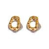 Vintage Two Tone Metal Drop Earrings for Women Geometric Irregular Round Earrings Daily Wear Statement Jewelry