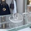 Glas-Ringschale für Hochzeitsgeschenke, Elegante Schmuckschale mit Wasserwellenmuster, Klare Dekorative Aufbewahrungskommode Schmuckschale Nachttisch und Badezimmer