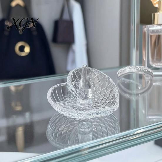 Glas-Ringschale für Hochzeitsgeschenke, Elegante Schmuckschale mit Wasserwellenmuster, Klare Dekorative Aufbewahrungskommode Schmuckschale Nachttisch und Badezimmer