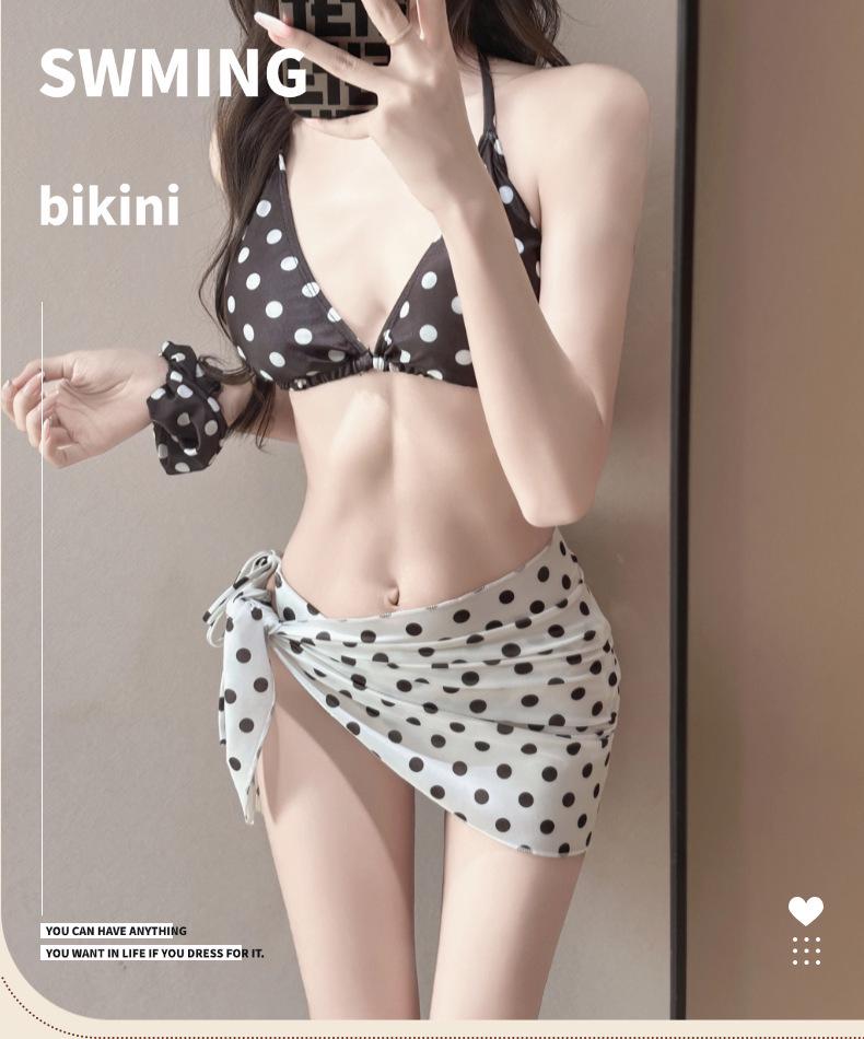 Color-Block Polka Dot Push-Up Bikini Set - Tummy Control Swimwear for Women