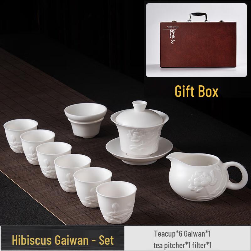 

Embossed Mutton-Fat Jade White Porcelain Tea Set (10-Piece)