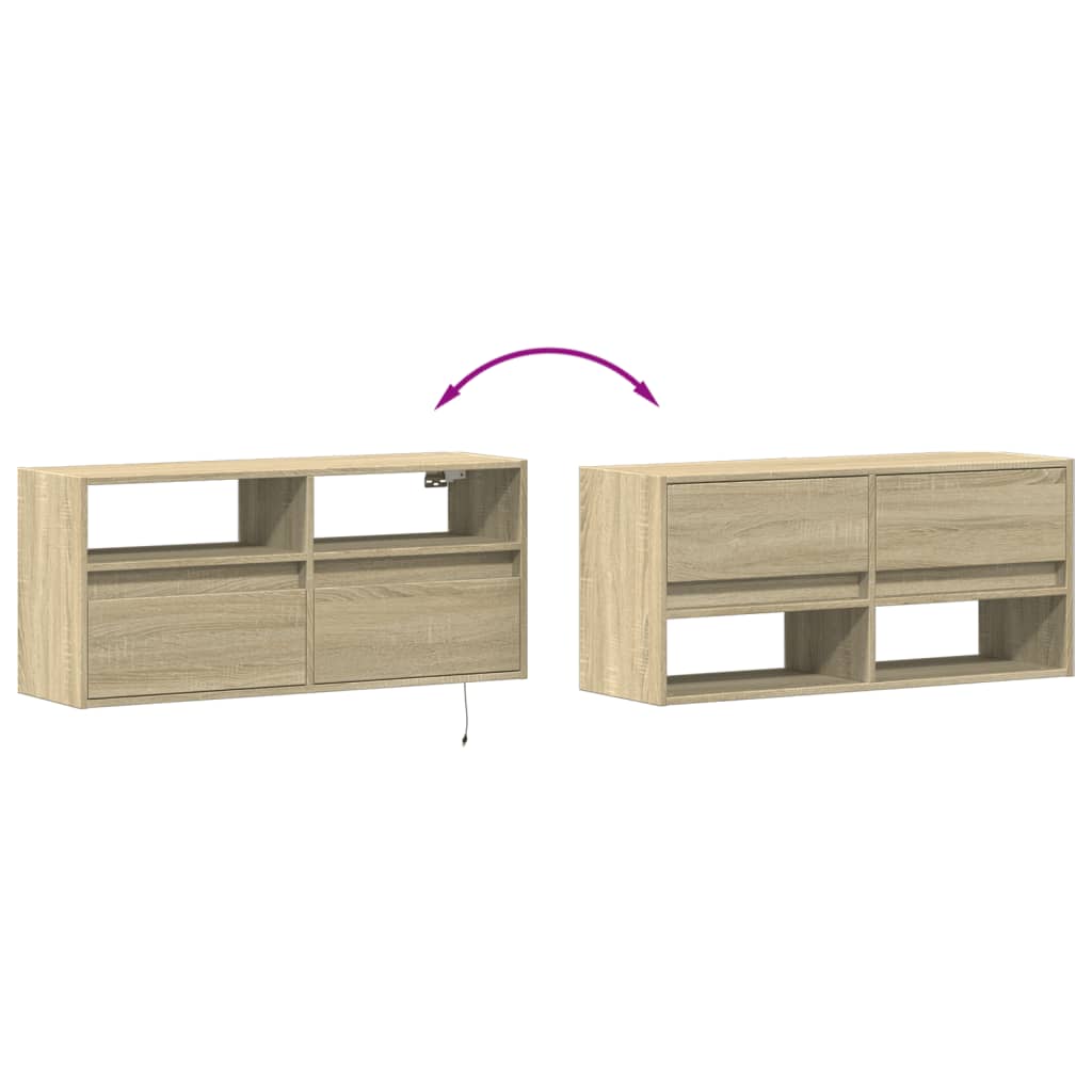 TV Wall Cabinet with LED Lighting Sonoma Oak 100 x 31 x 45 cm