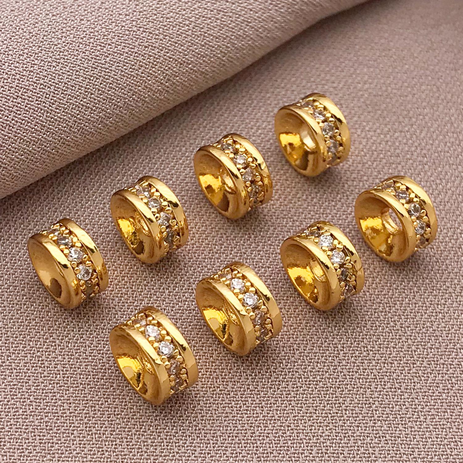 

Позолоченные 18 карат циркониевые микропаве бусины-колесики для браслетов DIY