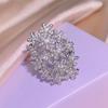Fashion All-match Flower Full Diamond Ring 925   Exquisite Zircon Ring Female Party Birthday Jewelry Gift