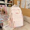 Cute Nylon Backpack for Women & Teens – Lightweight School Bag with Star Print and Decorative Tassels, Perfect for Daily Use