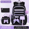 Set Zaino Viola 3 Pezzi: Zaino Scolastico, Borsa Pranzo e Borsone per Libri per Studenti
