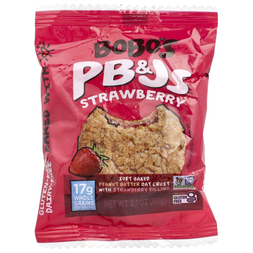 Bobo Batony Owsa, PB&J, Truskawka, 4 opakowania, 60 g (2,1 uncji) każdy