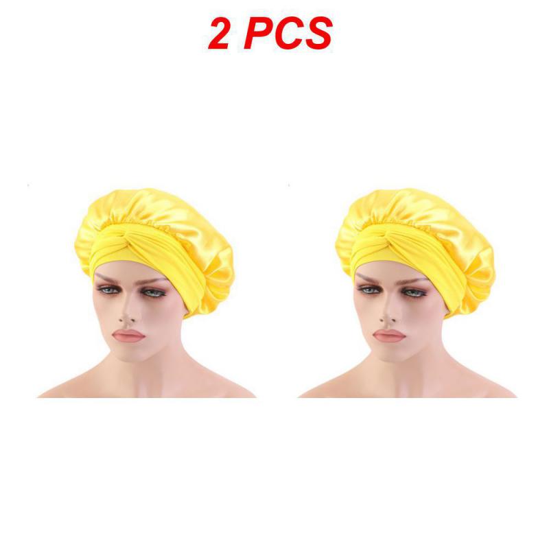 Adjust Solid Satin Bonnet Hair Styling Long Hair Care Women Night Sleep Hat Silk Head Wrap Shower Hair Styling Tool