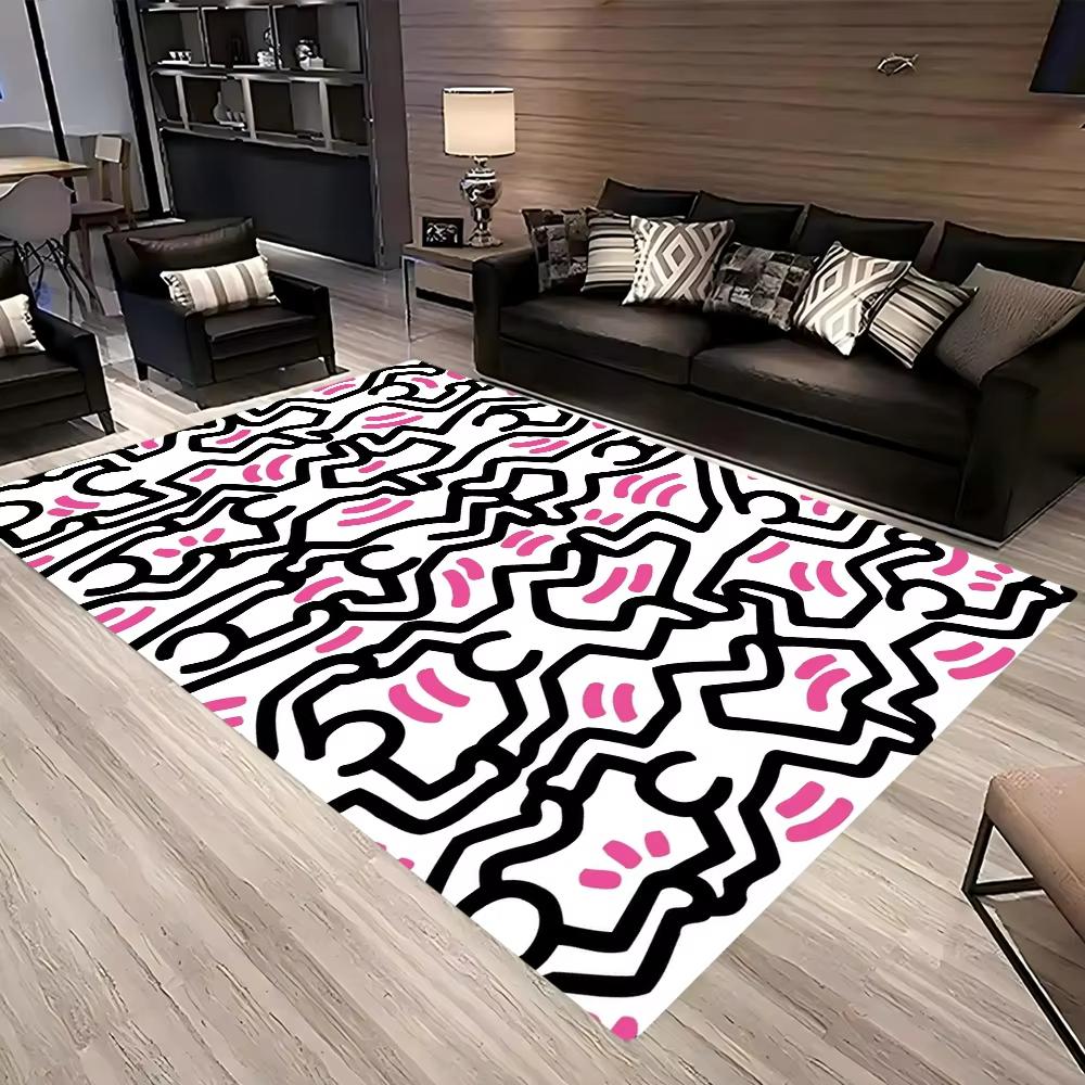 Kreativer Abstrakte-Figur-Teppich – Kühne Wohnzimmer- & Lounge-Dekoration | Rutschfeste Künstlerische Bodenmatte für Moderne Wohnräume