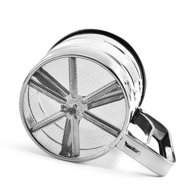 Stainless Steel Flour Sieve Cup Powder Sieve Mesh Kitchen Gadget For Cakes Hand-Screened Sugar Mesh Baking Sieve Strainer