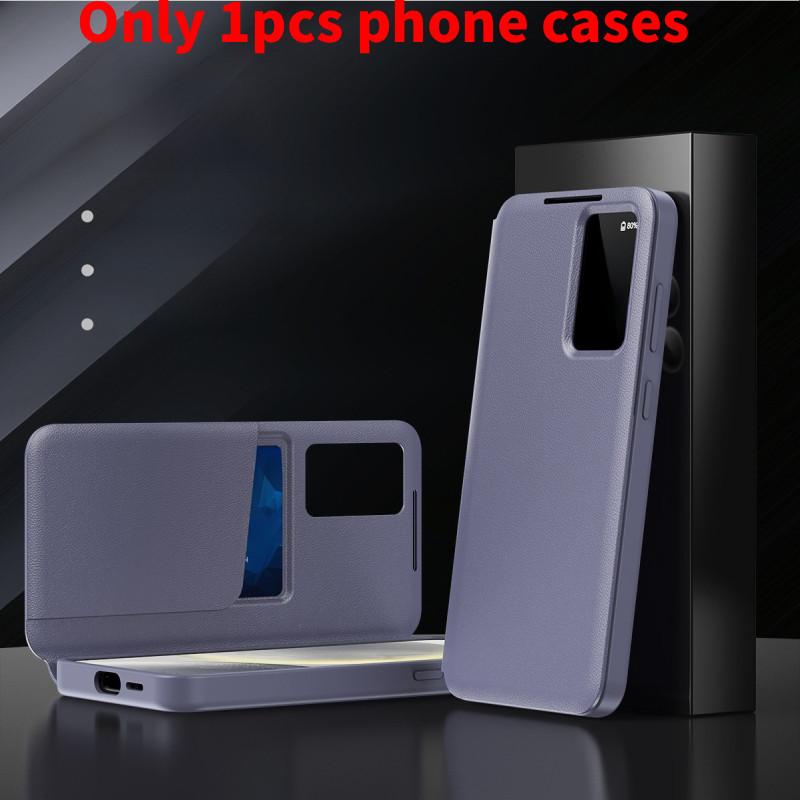 Smart View Window Leather Phone Case With Card Slot For Samsung Galaxy 5g S25