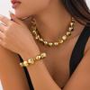 Ingemark Goth Irregular Geometric CCB Beads Choker Necklace Charm Bracelets Women Chunky Thick Chain Grunge Jewelry Jewelry Set