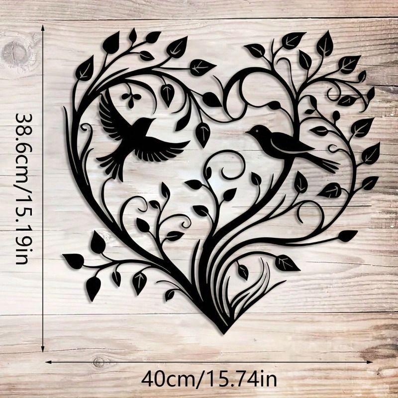 Metal Wall Art Tree with Birds and Heart Home Decor