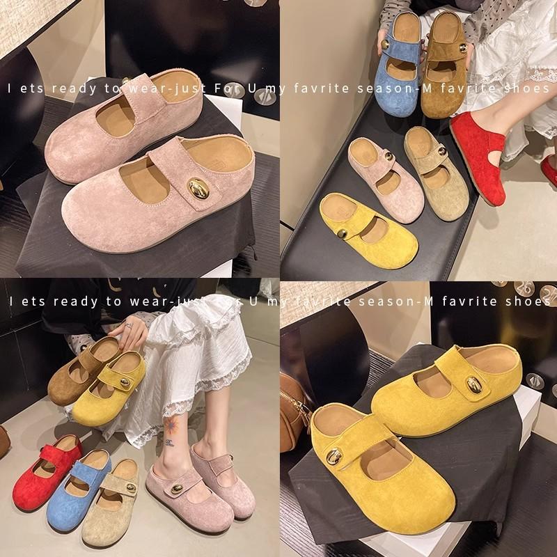 Inner height-increasing shoes women's spring and summer new one-pedal lazy shoes Mary Jane single shoes bag head half drag