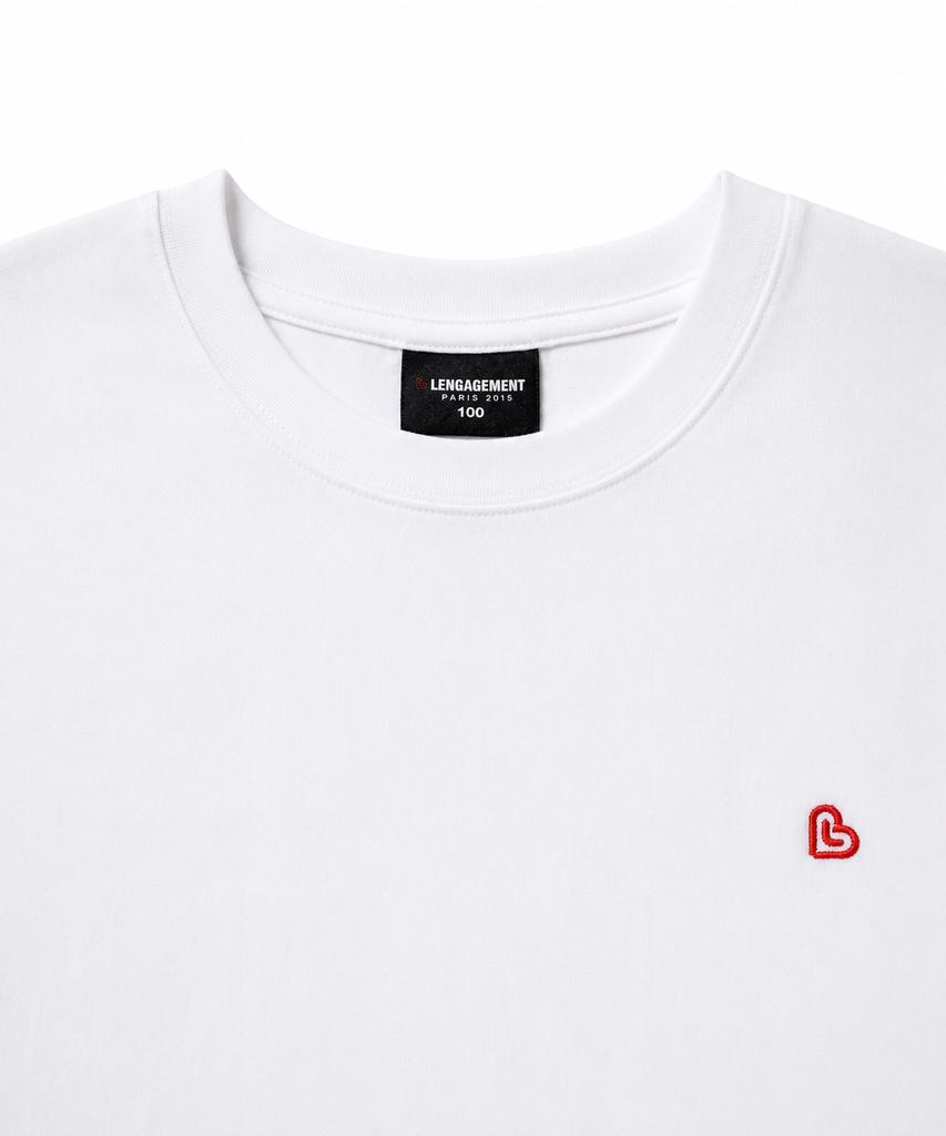 LENGAGEMENT Small Heart Relaxed Fit Modal Short Sleeve T-Shirt [White]