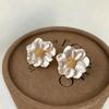 18k Gold Plated Resin Camellia Stud Earrings, Sweet Fresh Flower Earrings For Women Elegant Daily Jewelry