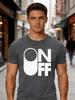Fashion Unisexs White Basic Tee Geometric On Off Switch Text Print Simple Abstract Minimal Art Trend Casual Short Sleeve Shirts