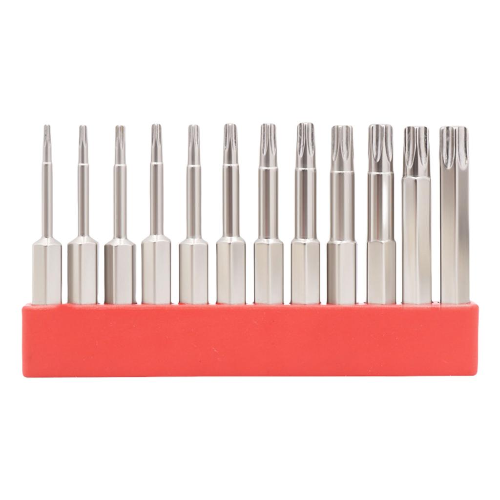12Pcs 50/75/100mm Security Blossom Bit Set 1/4inch Hex Shank Magnetic Star Screwdriver Bit Set Magnetic Screw Driver