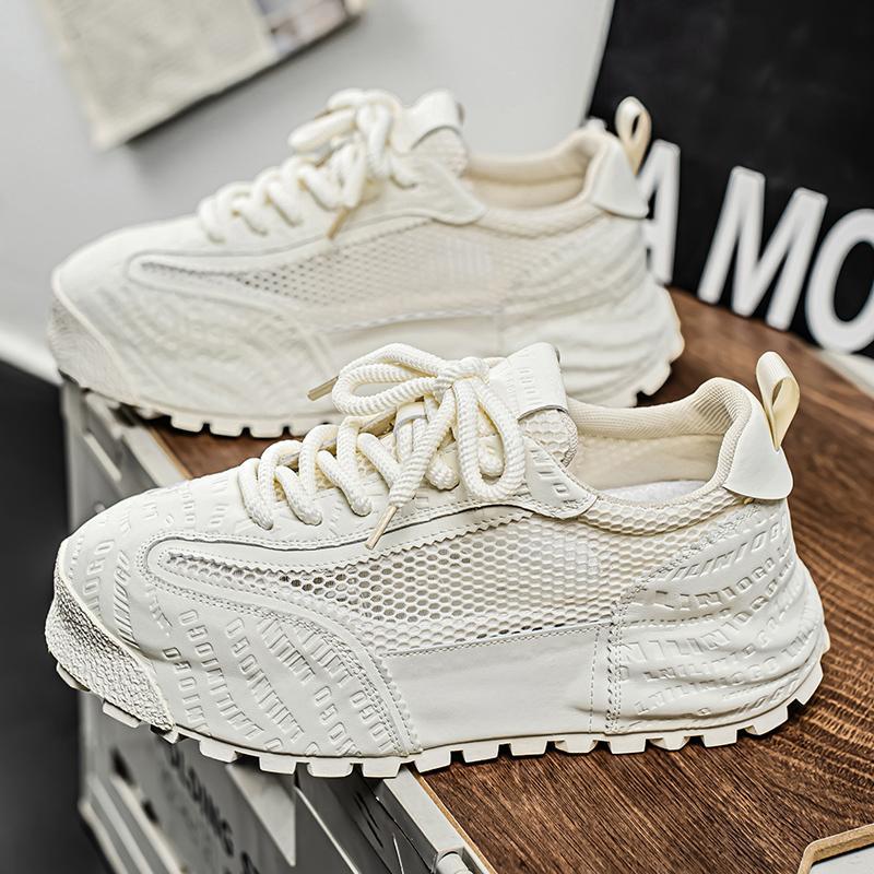 

European station men s shoes summer mesh breathable hollow mesh shoes casual running sports shoes platform little white dad trendy shoes 44