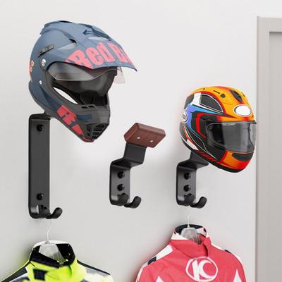 Carbon Steel Motorcycle Helmet Holder Wall Mounted Space Saving Motorcycle Hat Stand Dual Hook Motorcycle Helmet Display Stand