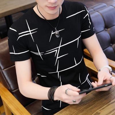 T-shirt à manches courtes et col rond pour homme en coton