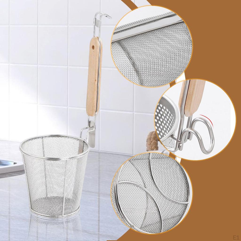 Noodle Strainer Deep Skimmer Food Dumpling Mesh Pasta Basket for Restaurant