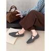 Retro Mary Jane single shoes women's shoes 2025 new spring and autumn loafers pointed woolen single shoes