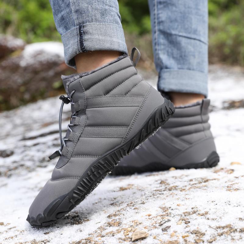 Plush Outdoor Hiking Sneakers Winter Warm Climbing Shoes Unisex High-top Snow Boots Ankle Booties Anti-slip Cotton Shoes