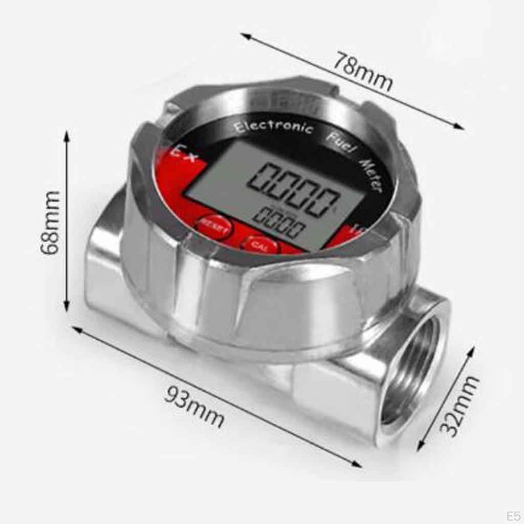 Flow Meter Turbine Digital LCD Display Multipurpose 1inch NPT Thread High Precision Oil